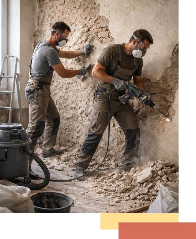 Демонтаж штукатурки со стен в Киржаче быстро и аккуратно