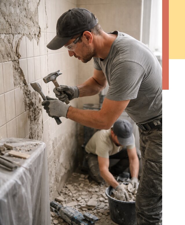 Демонтаж плитки со стен в Киржаче от 876 руб. — быстро и недорого | ОТДЕЛОЧНИК-Крж