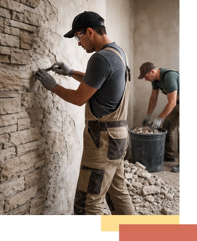 Демонтаж декоративного камня в Киржаче профессионально и безопасно