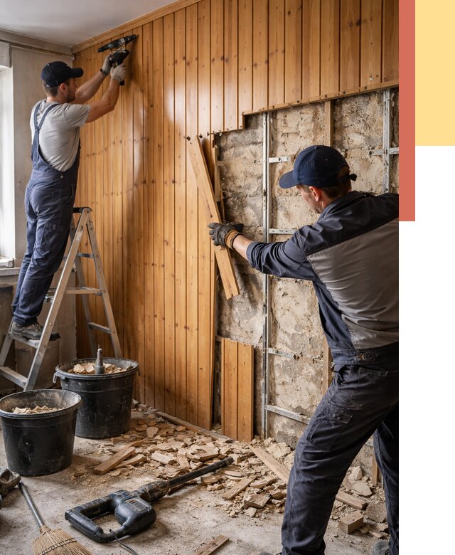 Демонтаж вагонки со стен в Киржаче от 1495 руб. — снятие, удаление, срочно | ОТДЕЛОЧНИК-Крж