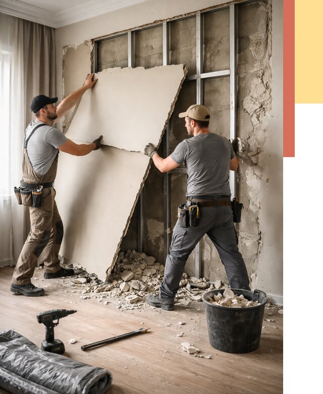 Демонтаж гипсокартона со стен в Киржаче от 361 руб. — услуги демонтажа | ОТДЕЛОЧНИК-Крж