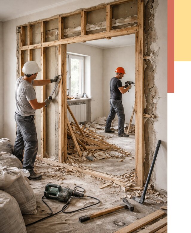 Демонтаж деревянных перегородок в Киржаче от 3299 руб. — быстро и недорого | ОТДЕЛОЧНИК-Крж