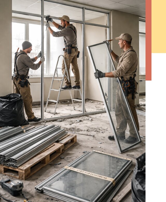 Демонтаж алюминиевых перегородок в Киржаче от 4330 руб. — быстро и недорого | ОТДЕЛОЧНИК-Крж