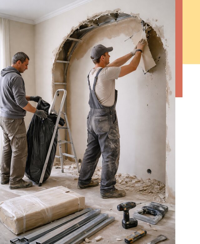 Демонтаж арки из гипсокартона в Киржаче от 3609 руб. — услуги под ключ | ОТДЕЛОЧНИК-Крж