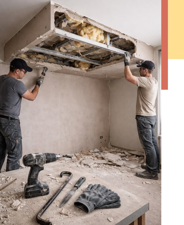 Демонтаж короба из гипсокартона в Киржаче от 1567 руб. — быстро и недорого | ОТДЕЛОЧНИК-Крж