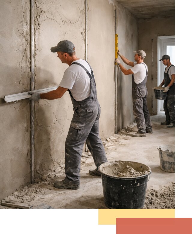 Штукатурка стен по маякам в Киржаче — точная и ровная поверхность