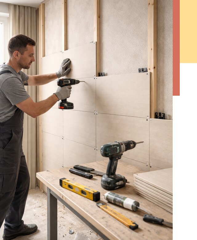 Монтаж МДФ панелей на стены в Киржаче от 1289 руб. под ключ | ОТДЕЛОЧНИК-Крж