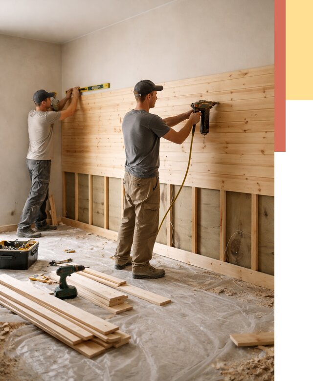 Монтаж деревянной вагонки на стены в Киржаче от 7733 руб. | Услуги монтажа вагонки | ОТДЕЛОЧНИК-Крж