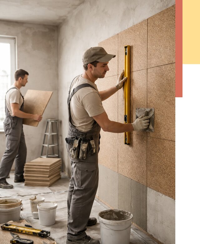 Монтаж пробковых панелей на стены в Киржаче от 3609 руб. — ОТДЕЛОЧНИК-Крж