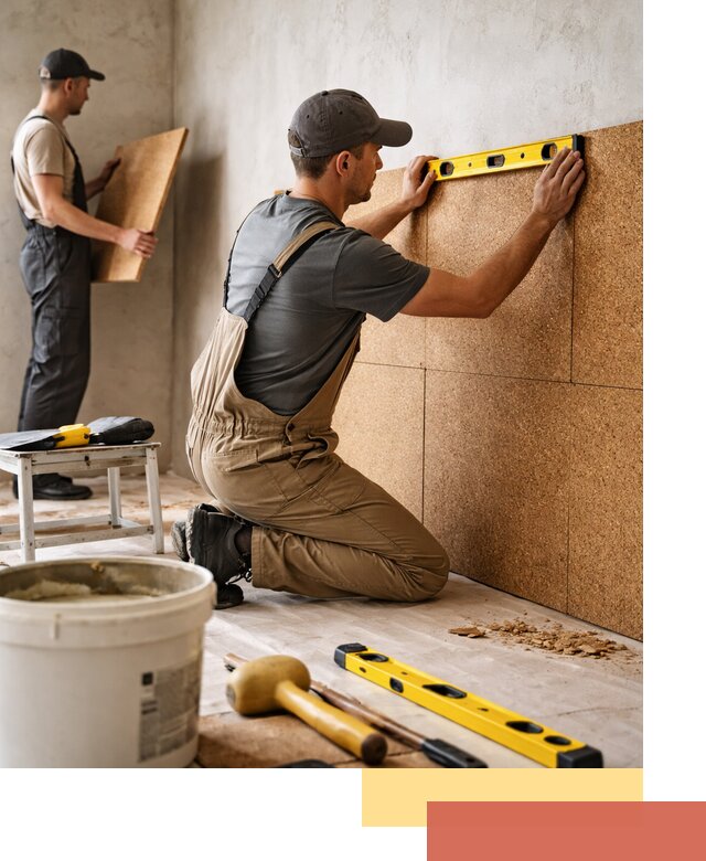 Монтаж пробковых панелей на стены в Киржаче быстро и качественно