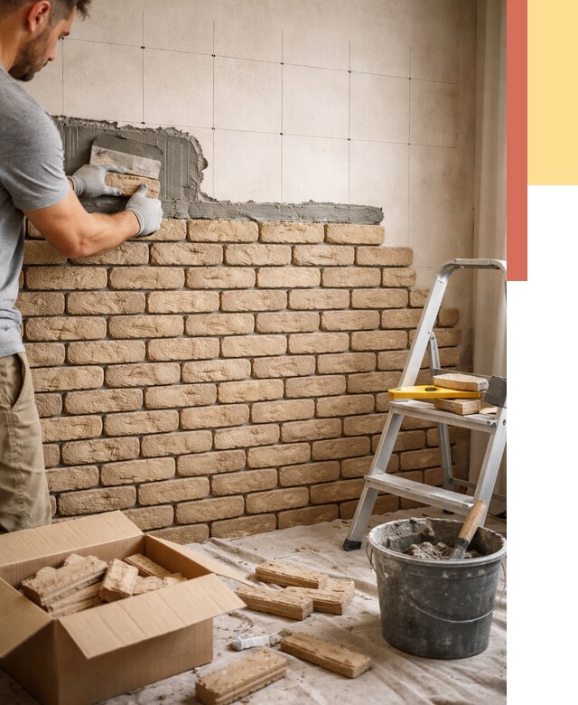 Монтаж декоративного кирпича в Киржаче от 3299 руб./м² — быстро и недорого | ОТДЕЛОЧНИК-Крж