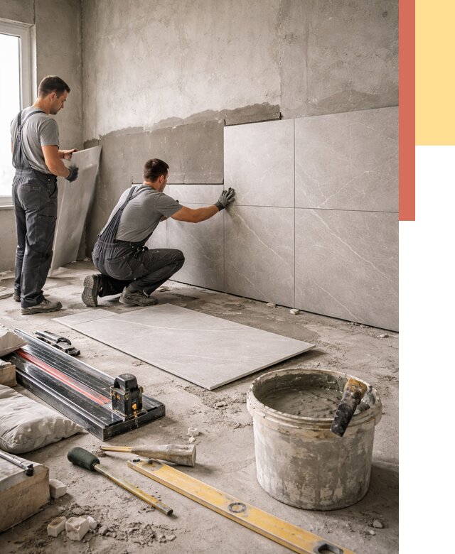 Облицовка стен керамогранитом в Киржаче от 4330 руб./м² — услуги под ключ | ОТДЕЛОЧНИК-Крж