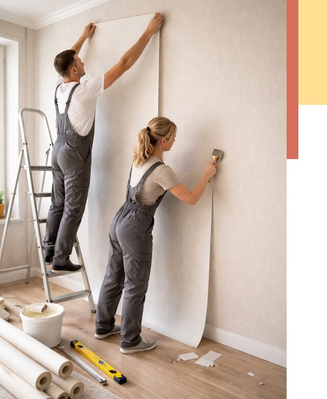 Поклейка флизелиновых обоев в Киржаче от 6186 руб. | Быстро и недорого — ОТДЕЛОЧНИК-Крж