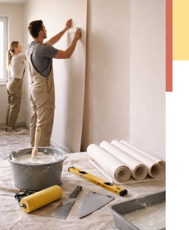 Поклейка бумажных обоев в Киржаче от 5671 руб./м2 — быстро и недорого | ОТДЕЛОЧНИК-Крж