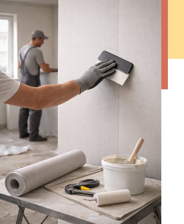 Поклейка обоев под покраску в Киржаче от 3609 руб. за м2 | ОТДЕЛОЧНИК-Крж