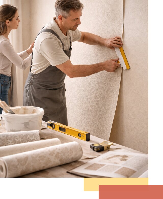 Поклейка обоев с подбором рисунка в Киржаче