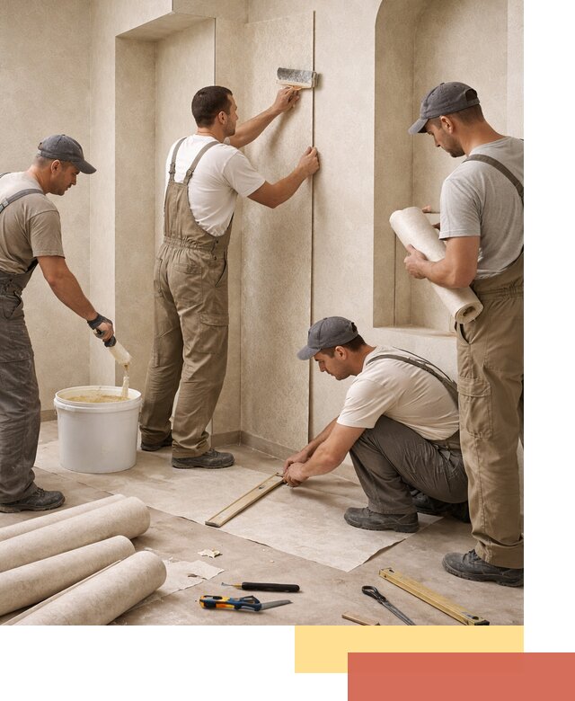 Поклейка обоев на сложные стены и неровные поверхности в Киржаче