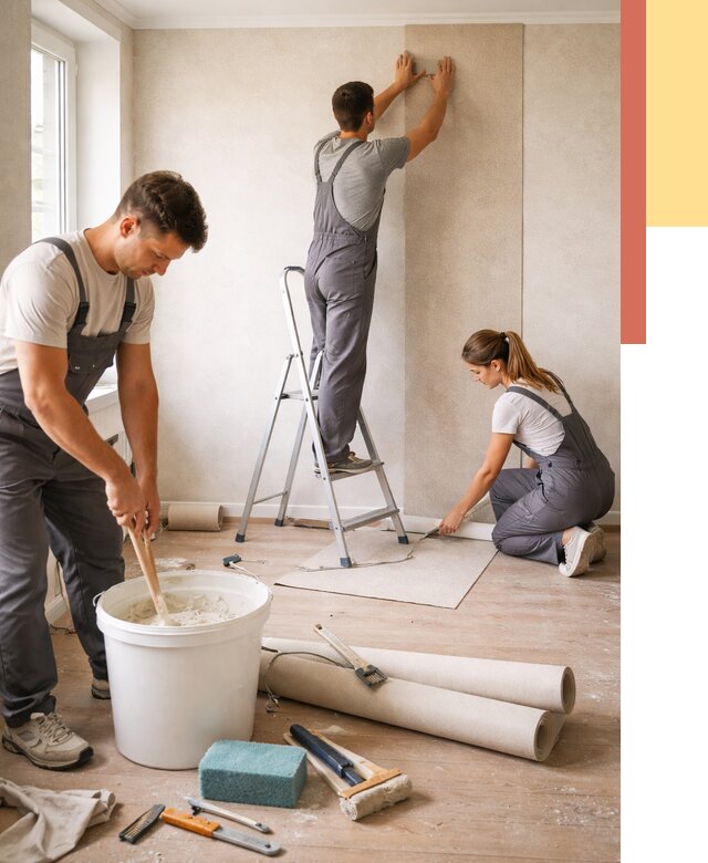 Оклейка стен обоями в Киржаче от 3609 руб/м2 — быстро и недорого | ОТДЕЛОЧНИК-Крж