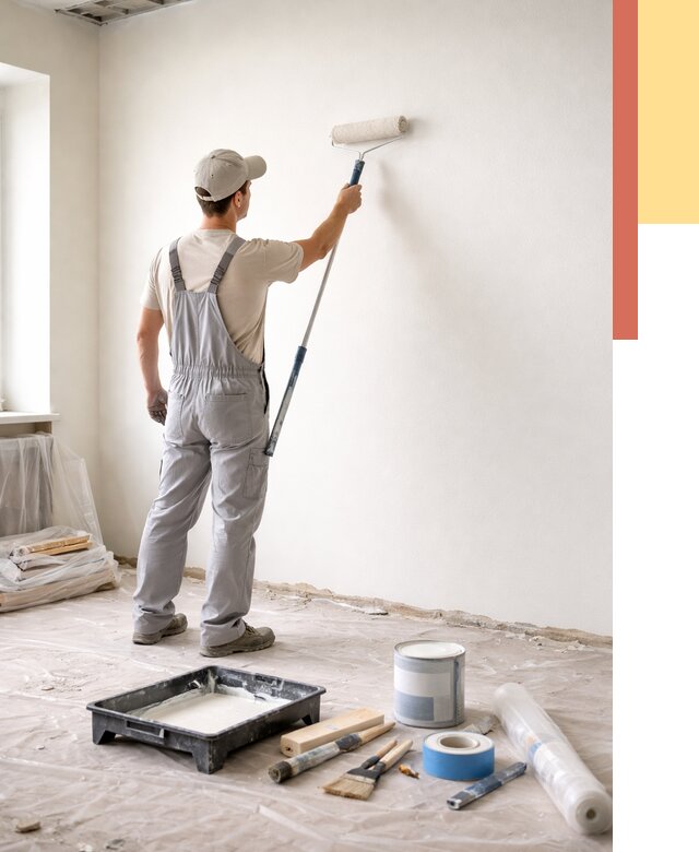 Покраска стен водоэмульсионной краской в Киржаче от 464 руб. за м² | ОТДЕЛОЧНИК-Крж