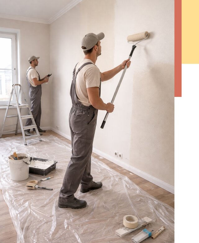 Покраска стен акриловой краской в Киржаче от 3609 руб./м² — быстро и недорого | ОТДЕЛОЧНИК-Крж