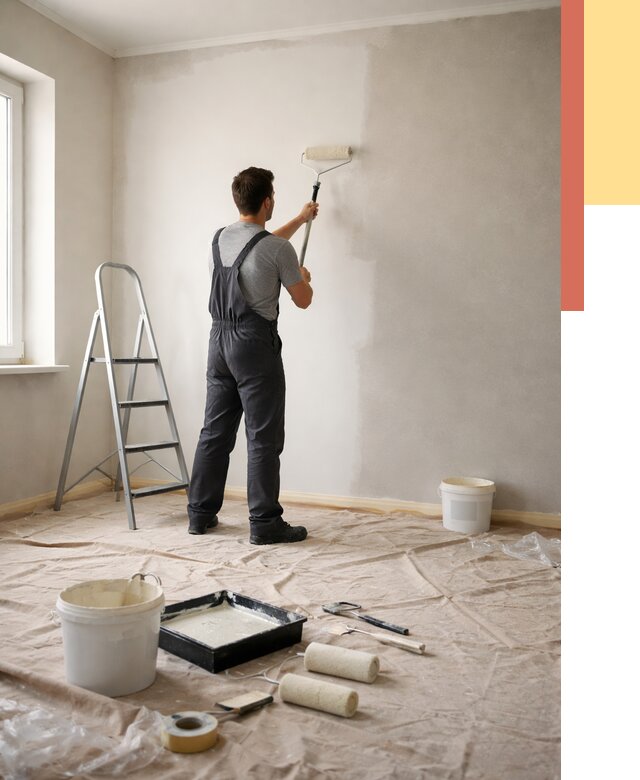 Покраска стен моющейся краской в Киржаче от 361 руб./м² — быстро и недорого | ОТДЕЛОЧНИК-Крж