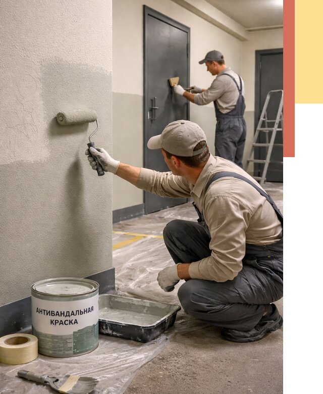 Покраска стен антивандальной краской в Киржаче от 4640 руб./м² под ключ | ОТДЕЛОЧНИК-Крж