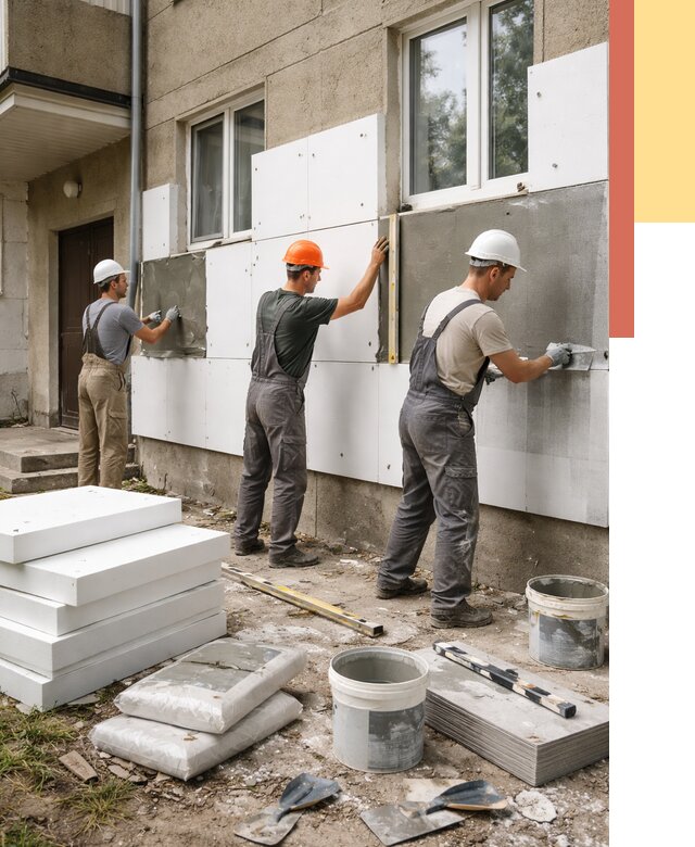 Утепление стен пенопластом в Киржаче от 1804 руб. — недорого и под ключ | ОТДЕЛОЧНИК-Крж