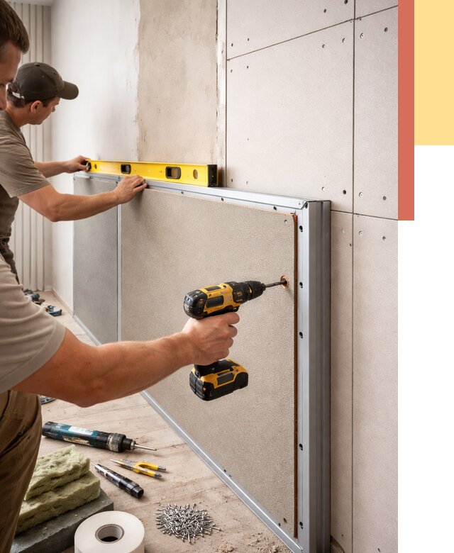 Шумоизоляция стен панелями ЗИПС в Киржаче от 2268 руб./м² под ключ | ОТДЕЛОЧНИК-Крж