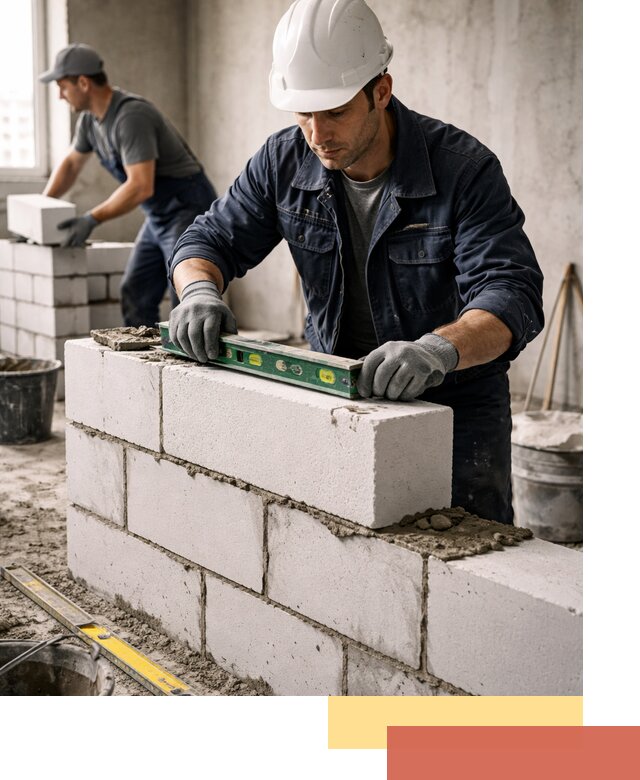 Кладка перегородок из пеноблока под ключ в Киржаче