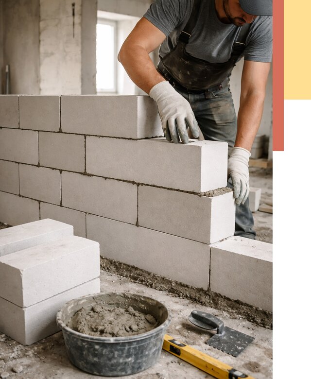 Кладка перегородок из силикатного блока в Киржаче от 4124 руб. под ключ | ОТДЕЛОЧНИК-Крж