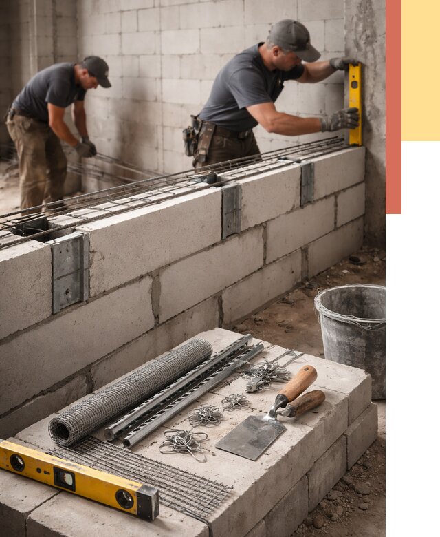 Армирование кладки перегородок в Киржаче от 773 руб. под ключ | ОТДЕЛОЧНИК-Крж