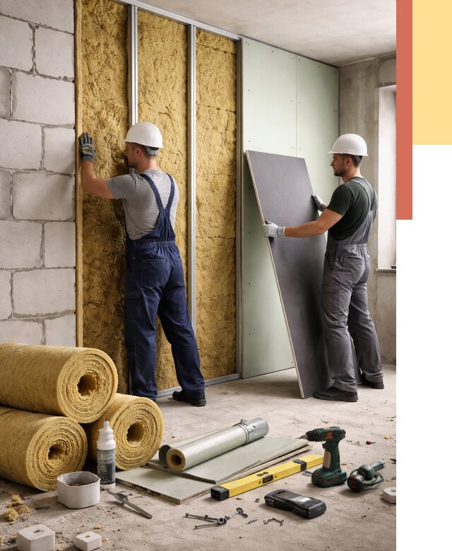 Шумоизоляция перегородок из блоков в Киржаче от 1907 руб./м² — быстро и недорого | ОТДЕЛОЧНИК-Крж