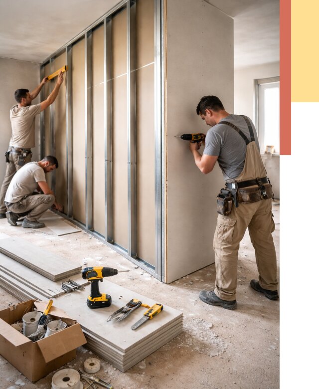 Монтаж однослойной перегородки из гипсокартона в Киржаче от 670 руб. | ОТДЕЛОЧНИК-Крж