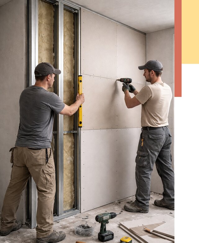 Монтаж двухслойной перегородки из гипсокартона в Киржаче от 1495 руб. | ОТДЕЛОЧНИК-Крж