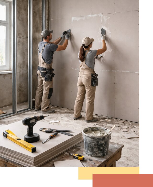 Монтаж двухслойной перегородки из гипсокартона в Киржаче