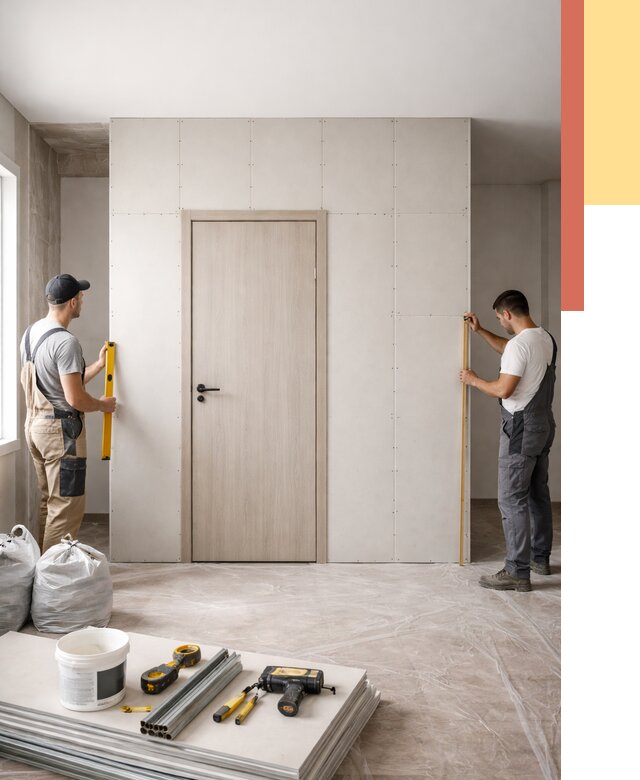 Перегородка из гипсокартона с дверью в Киржаче от 4640 руб. под ключ | ОТДЕЛОЧНИК-Крж