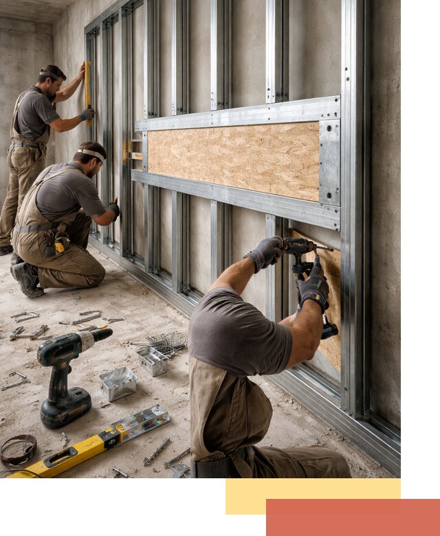 Усиленная перегородка для крепления тяжёлых конструкций в Киржаче