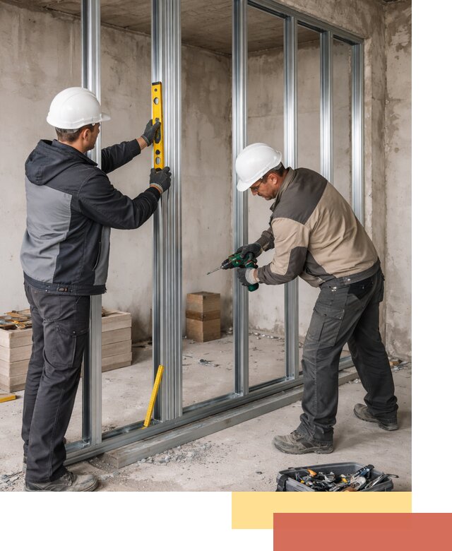 Монтаж каркаса перегородки из профиля в Киржаче