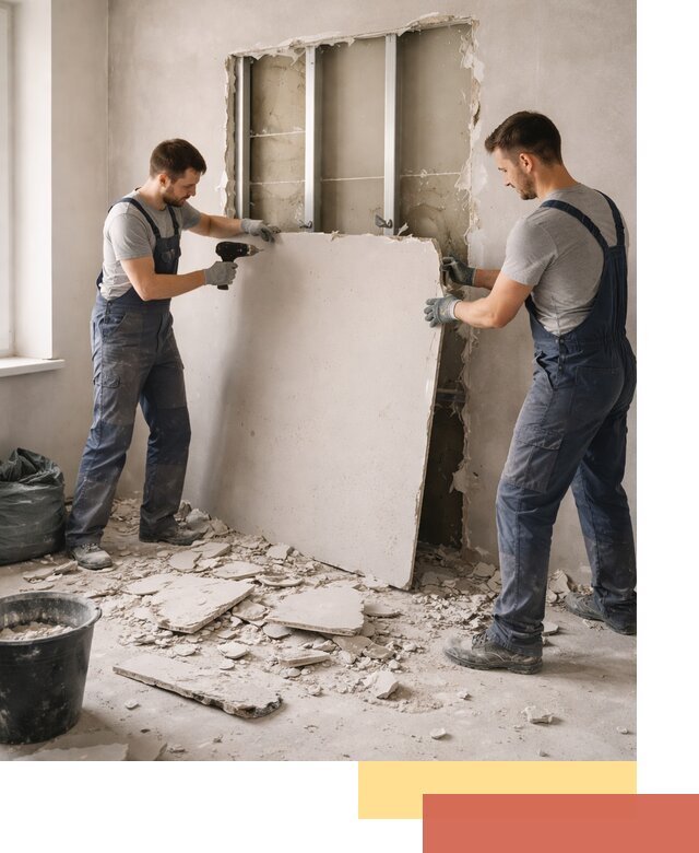 Демонтаж перегородки из гипсокартона в Киржаче быстрый и аккуратный