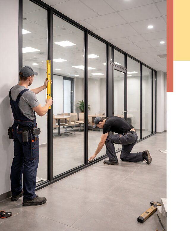 Каркасные стеклянные перегородки в Киржаче под ключ от 9485 руб. | ОТДЕЛОЧНИК-Крж