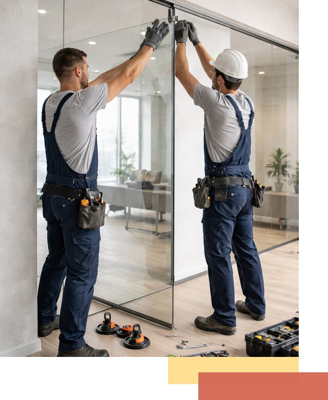 Безрамные стеклянные перегородки под ключ в Киржаче