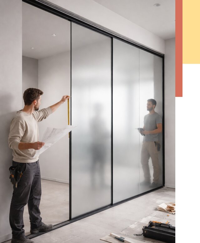 Матовые стеклянные перегородки в Киржаче от 8764 руб. — монтаж и установка | ОТДЕЛОЧНИК-Крж