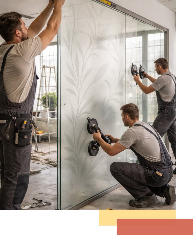 Стеклянные перегородки с рисунком на заказ в Киржаче