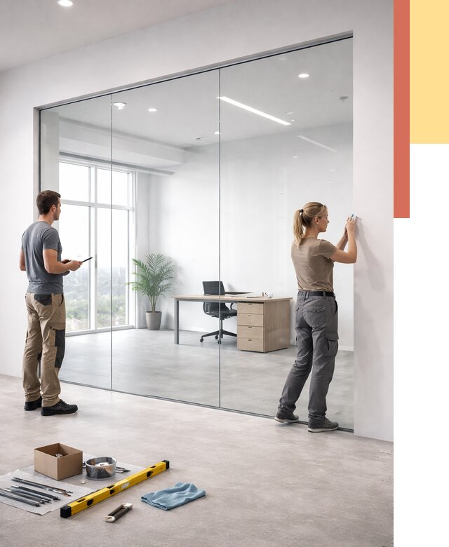 Перегородки из закаленного стекла в Киржаче от 9795 руб. под ключ | ОТДЕЛОЧНИК-Крж