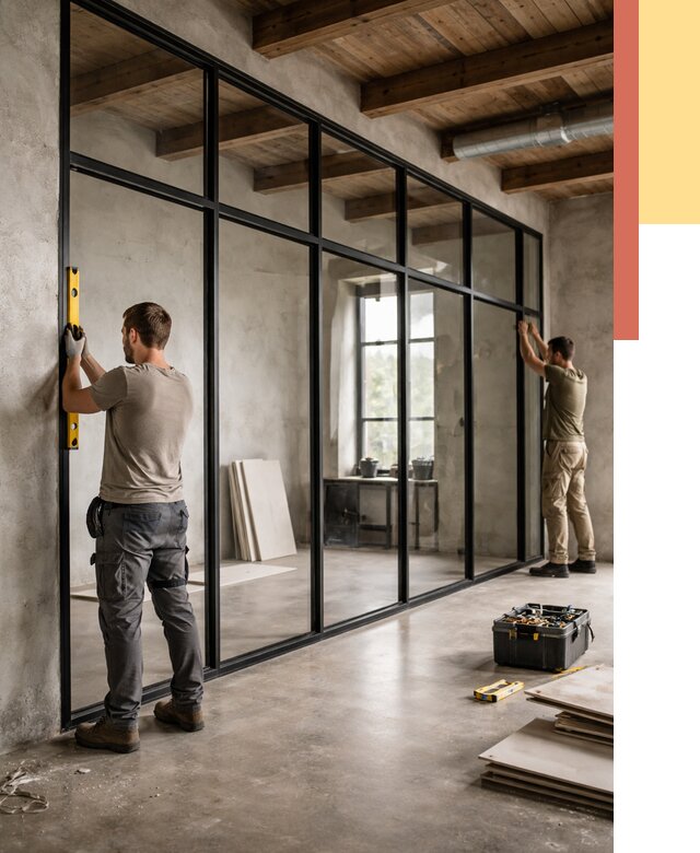 Стеклянные перегородки лофт в Киржаче от 10826 руб. под ключ | ОТДЕЛОЧНИК-Крж