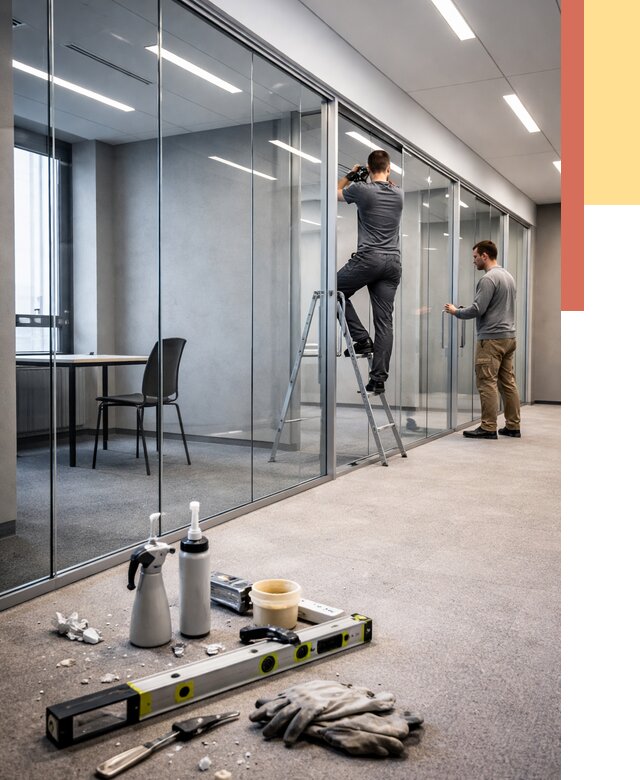 Стеклянные офисные перегородки в Киржаче от 8764 руб. — монтаж и установка | ОТДЕЛОЧНИК-Крж