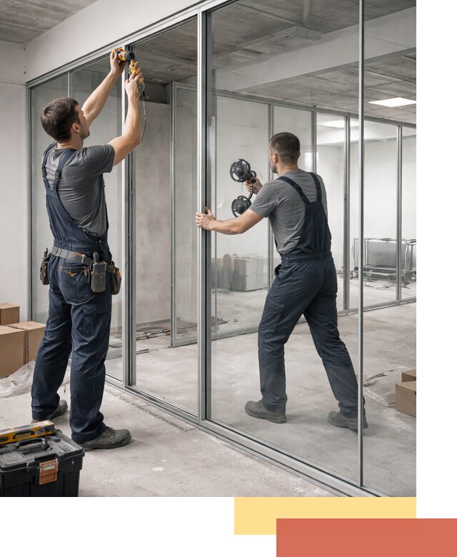 Алюминиевые перегородки со стеклом в Киржаче — изготовление и монтаж