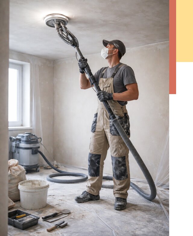 Шлифовка потолка в Киржаче от 3609 руб. — услуги шлифования потолка | ОТДЕЛОЧНИК-Крж