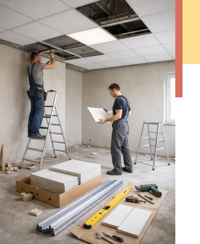 Монтаж потолка армстронг в Киржаче от 4640 руб/м2 — быстрая установка под ключ | ОТДЕЛОЧНИК-Крж