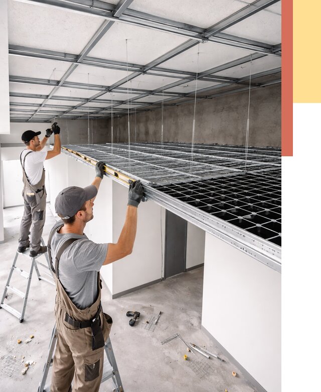 Монтаж потолка грильято в Киржаче от 464 руб./м² — быстрая сборка под ключ | ОТДЕЛОЧНИК-Крж